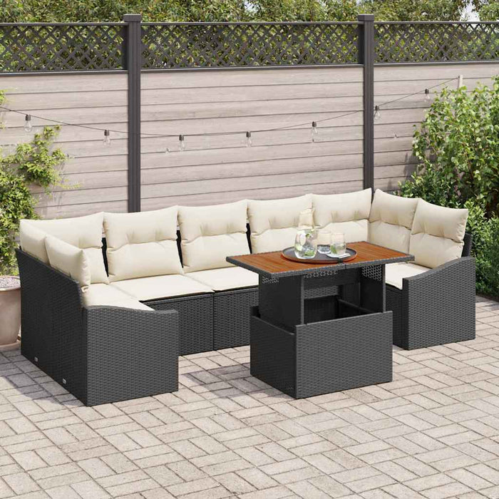 Set de canapele pentru grădină 8 buc. Negru și Crem WALTI