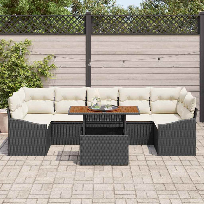 Set de canapele pentru grădină 8 buc. Negru și Crem WALTI