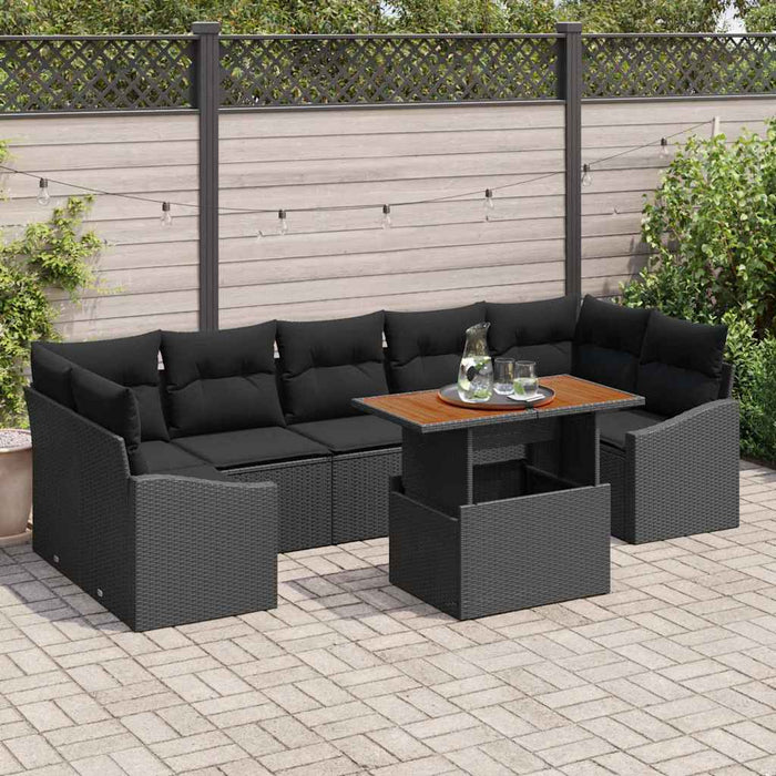 Set de masă pentru grădină cu pernă Manual 8 pcs Negru și Maro - WALTI WALTI