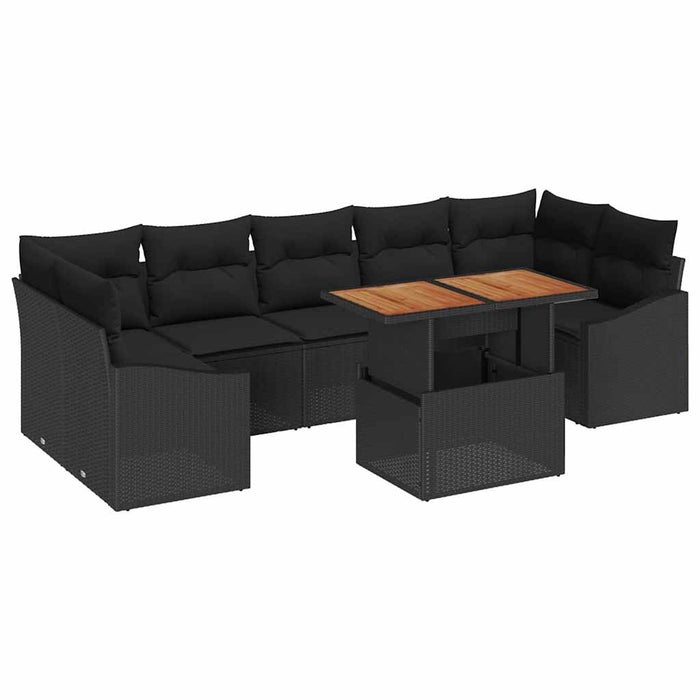 Set de masă pentru grădină cu pernă Manual 8 pcs Negru și Maro - WALTI WALTI