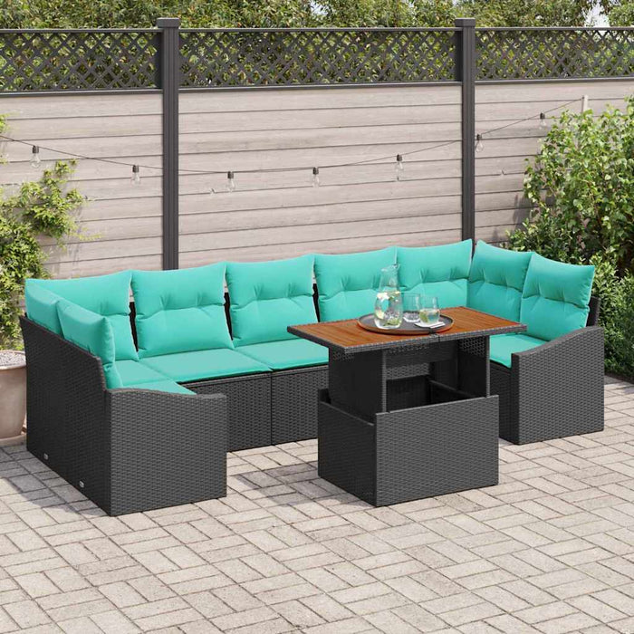 Set de masă pentru grădină cu pernă 8 pcs Negru și Teal WALTI