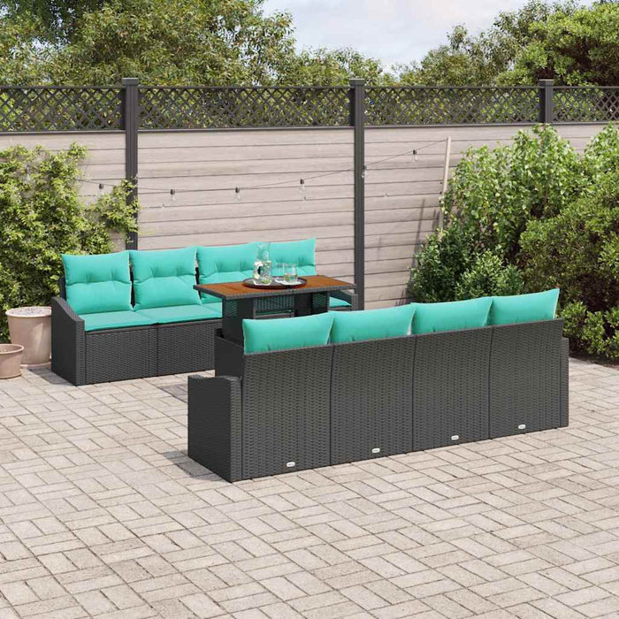 Set de canapele pentru grădină 9 pcs Negru și Albastru petrol WALTI