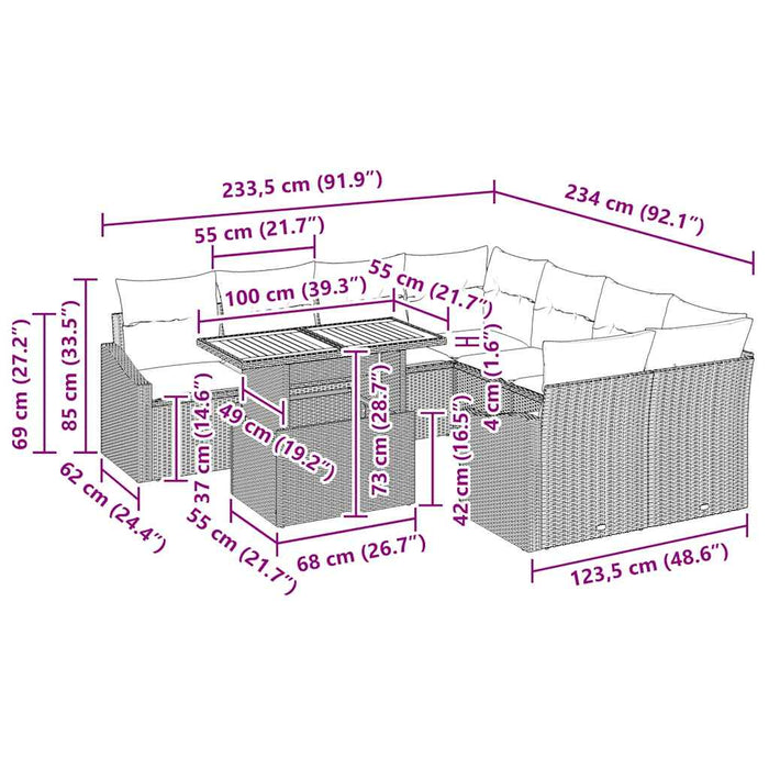 Set de masă pentru grădină cu pernă Bej, Gri 100 x 55 x 73 cm - WALTI WALTI