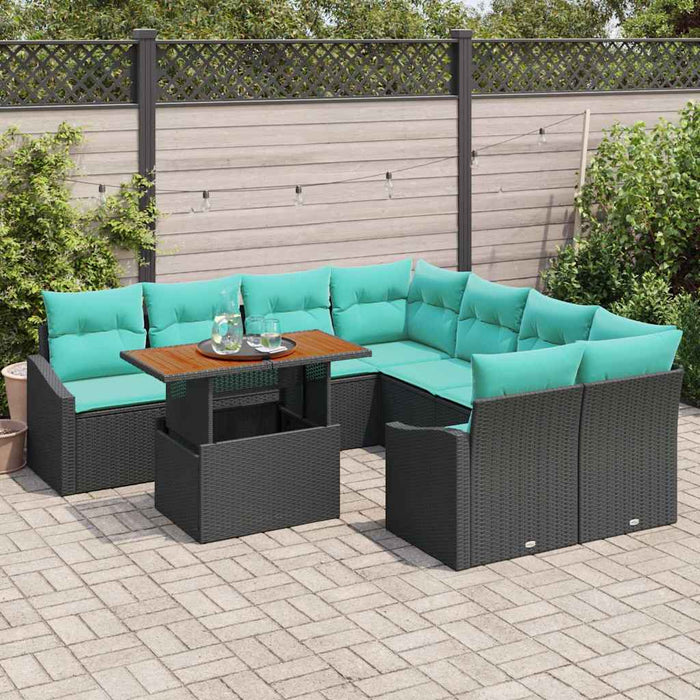 Set de masă pentru grădină 9 pcs Negru și Albastru petrol WALTI
