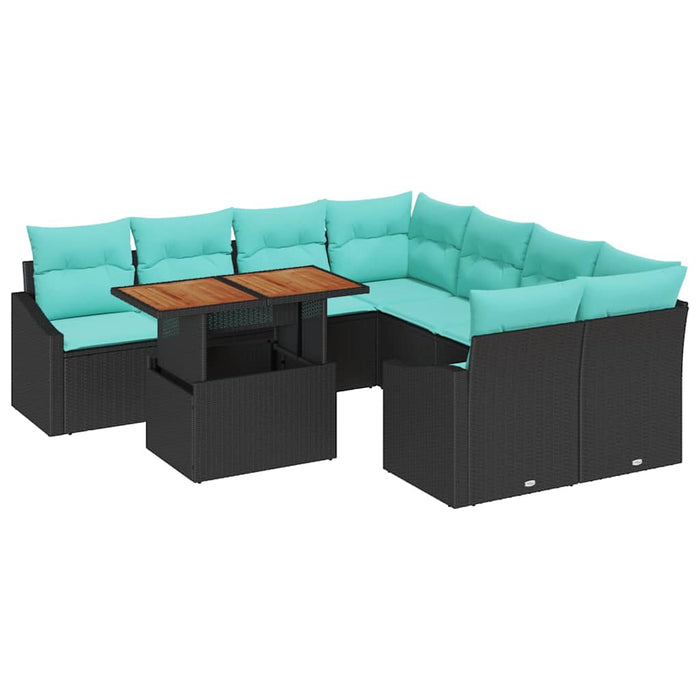 Set de masă pentru grădină 9 pcs Negru și Albastru petrol WALTI