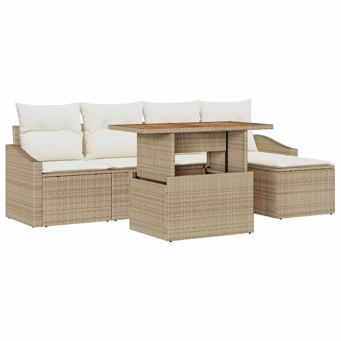 Set de canapele pentru grădină 6 pcs Bej și crem WALTI
