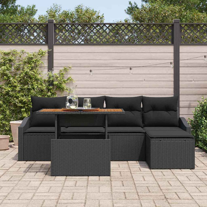 Set de masă pentru grădină cu pernă 6 pcs Negru și Maro - WALTI WALTI
