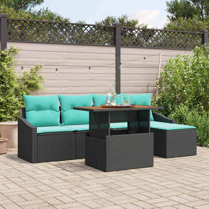 Set de masă pentru grădină 6 pcs Negru și Albastru petrol WALTI