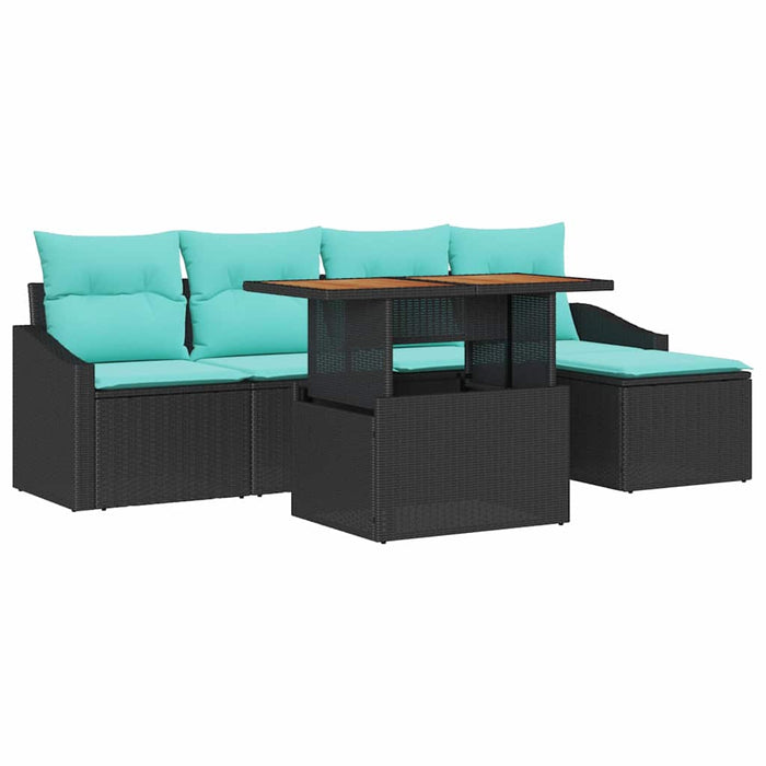 Set de masă pentru grădină 6 pcs Negru și Albastru petrol WALTI