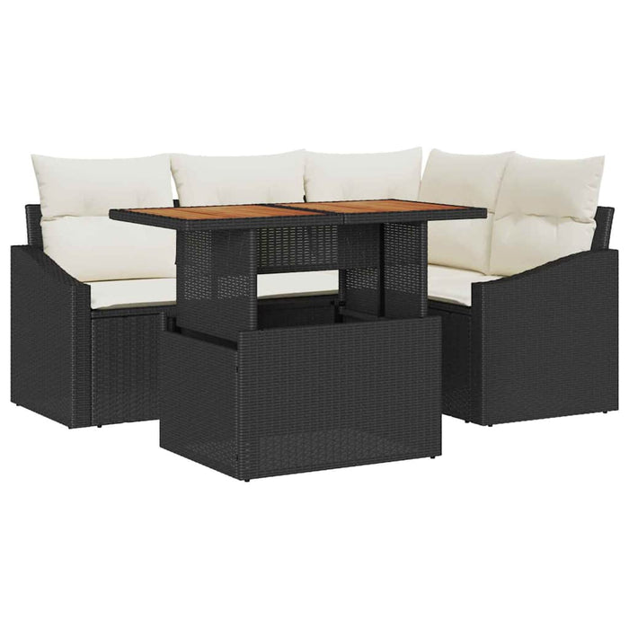 Set de canapele pentru grădină 5 buc. Negru poliratan WALTI