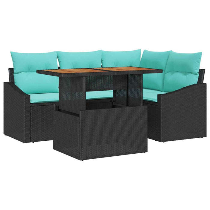 Set de masă pentru grădină 5 pcs Negru și Albastru petrol WALTI
