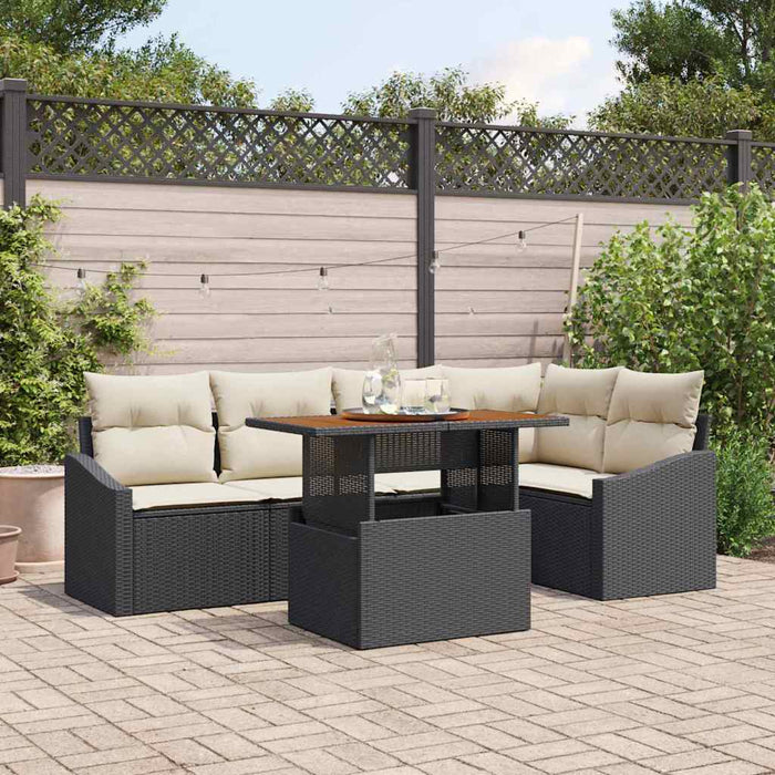 Set de canapele pentru grădină 6 buc. Negru și Crem WALTI