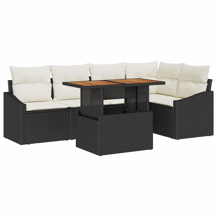 Set de canapele pentru grădină 6 buc. Negru și Crem WALTI