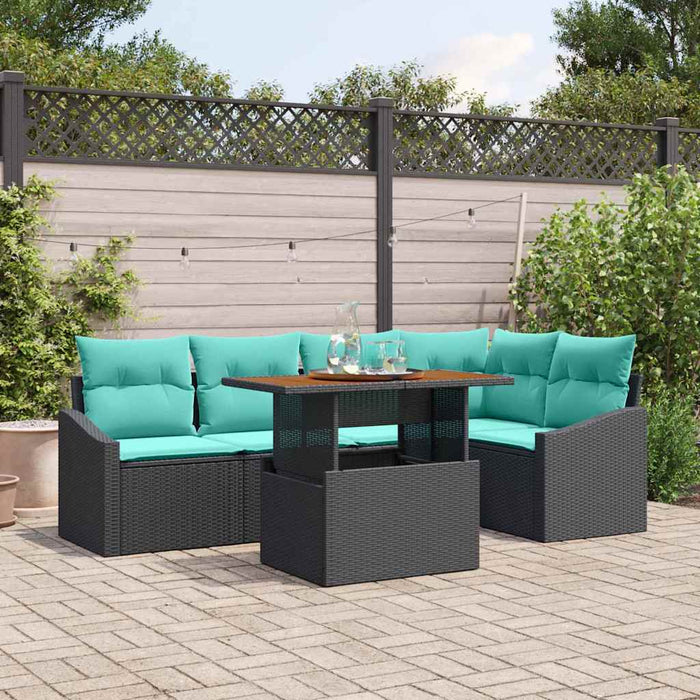Set de masă pentru grădină 6 pcs Negru și Albastru petrol WALTI
