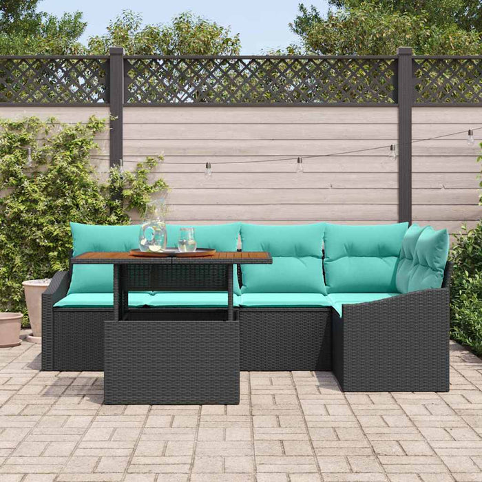 Set de masă pentru grădină 6 pcs Negru și Albastru petrol WALTI
