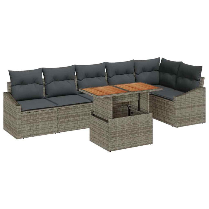 Set de masă pentru grădină cu pernă Manual 7 pcs Gri și Brown - WALTI WALTI