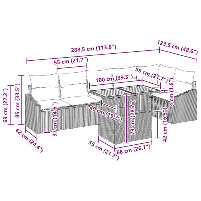 Set de masă pentru grădină cu pernă Bej, crem 100 x 55 x 73 cm - WALTI WALTI