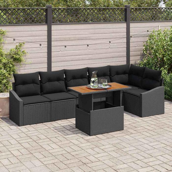 Set de masă pentru grădină cu pernă Manual 7 pcs Negru și Maro - WALTI WALTI