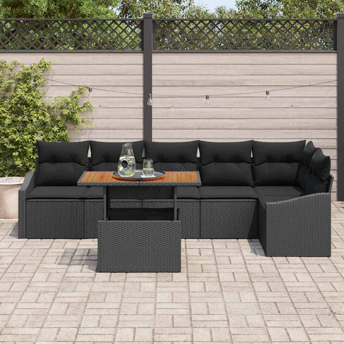 Set de masă pentru grădină cu pernă Manual 7 pcs Negru și Maro - WALTI WALTI