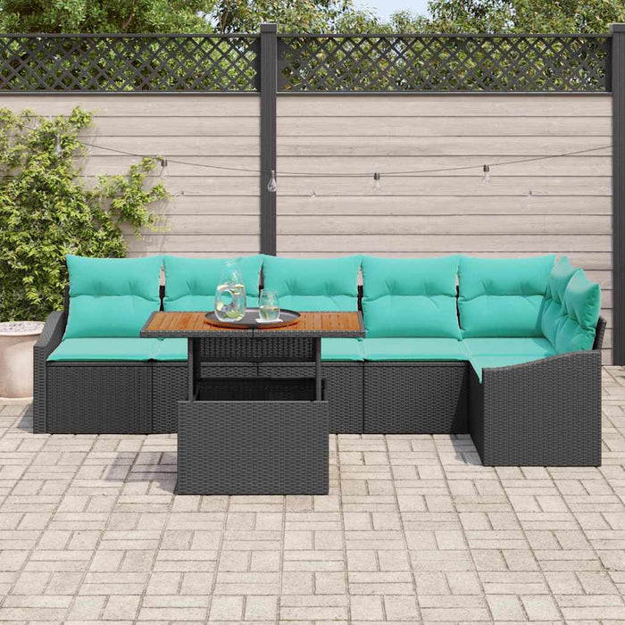 Set de masă pentru grădină 7 pcs Negru și Albastru petrol WALTI