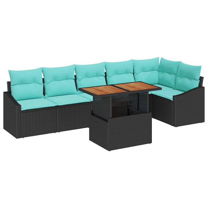 Set de masă pentru grădină 7 pcs Negru și Albastru petrol WALTI