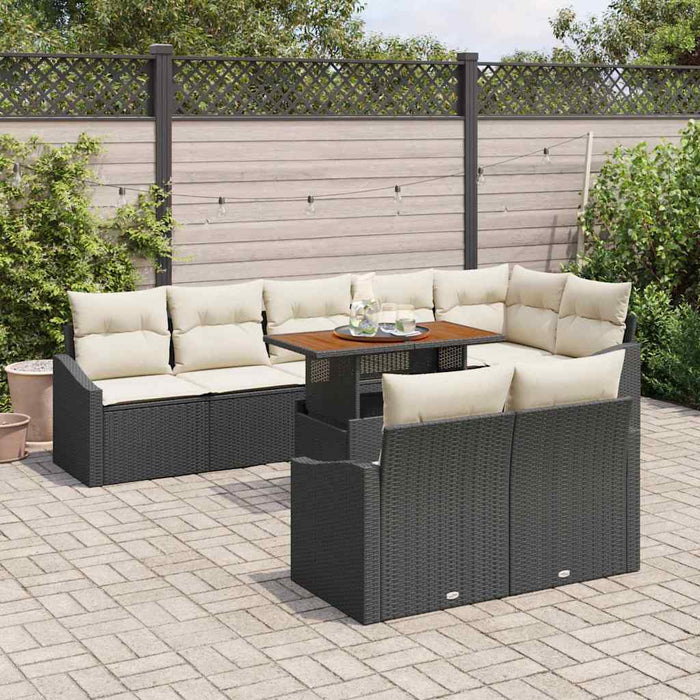 Set de canapele pentru grădină cu pernă 9 pcs Negru, Crem - WALTI WALTI
