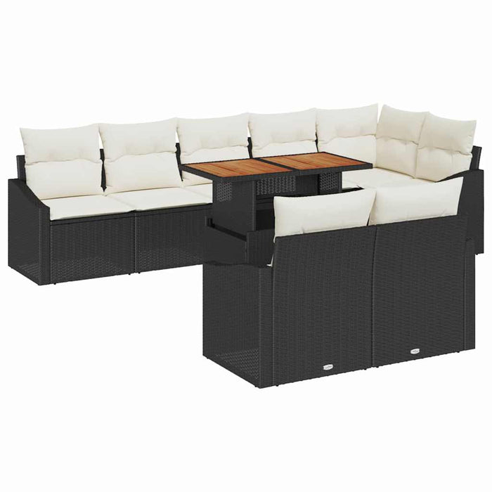Set de canapele pentru grădină cu pernă 9 pcs Negru, Crem - WALTI WALTI