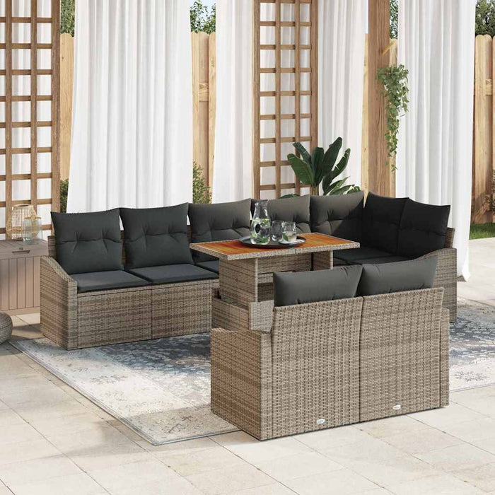 Set de canapele pentru grădină cu pernă 9 pcs Gri și Brown - WALTI WALTI