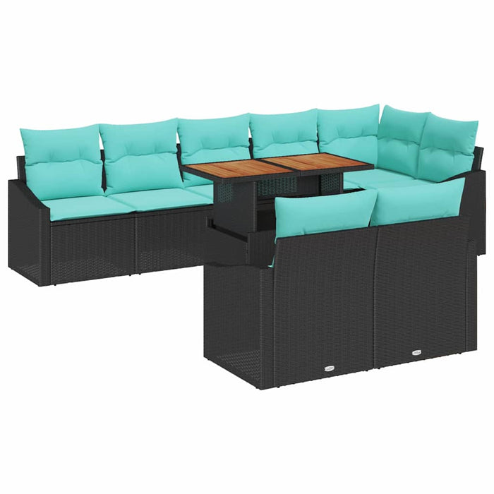 Set de masă pentru grădină 9 pcs Negru și Albastru petrol WALTI