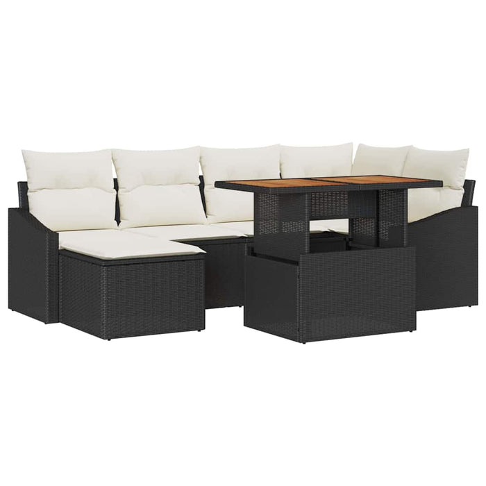 Set de canapele pentru grădină 7 buc. Negru și Crem - WALTI WALTI