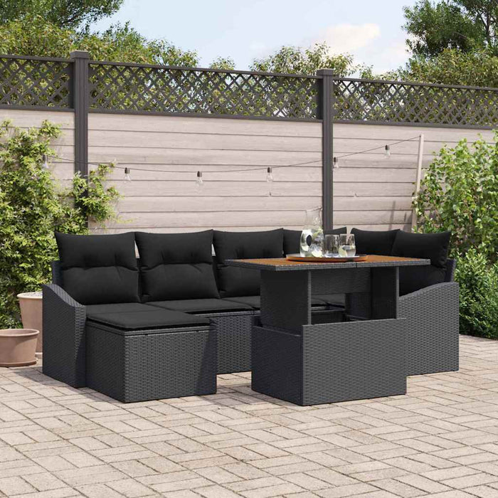 Set de masă pentru grădină cu pernă 7 pcs Negru și Maro - WALTI WALTI