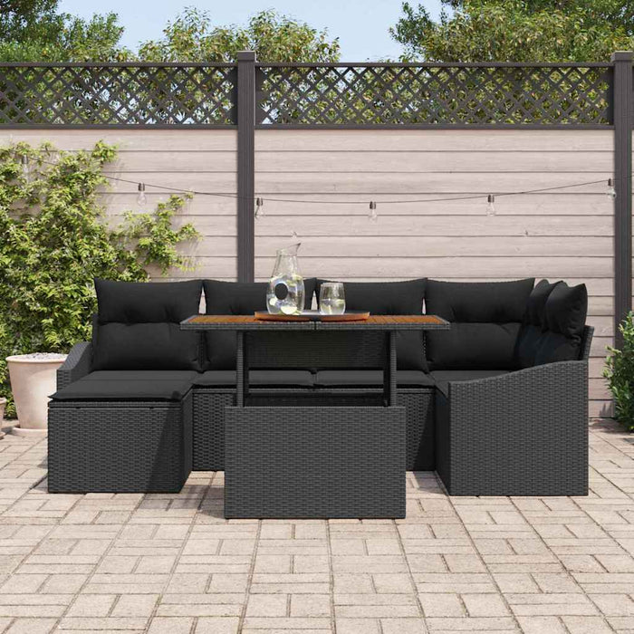 Set de masă pentru grădină cu pernă 7 pcs Negru și Maro - WALTI WALTI