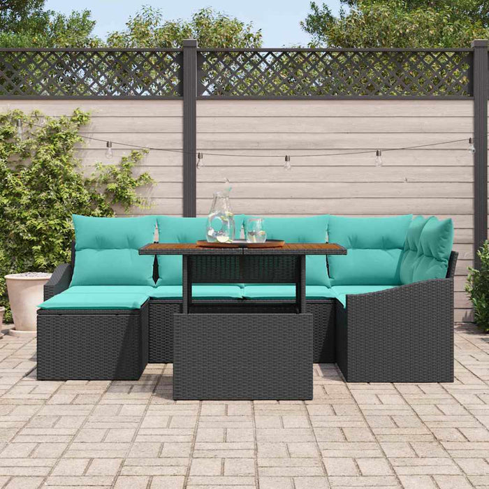 Set de masă pentru grădină 7 pcs Negru și Albastru petrol WALTI