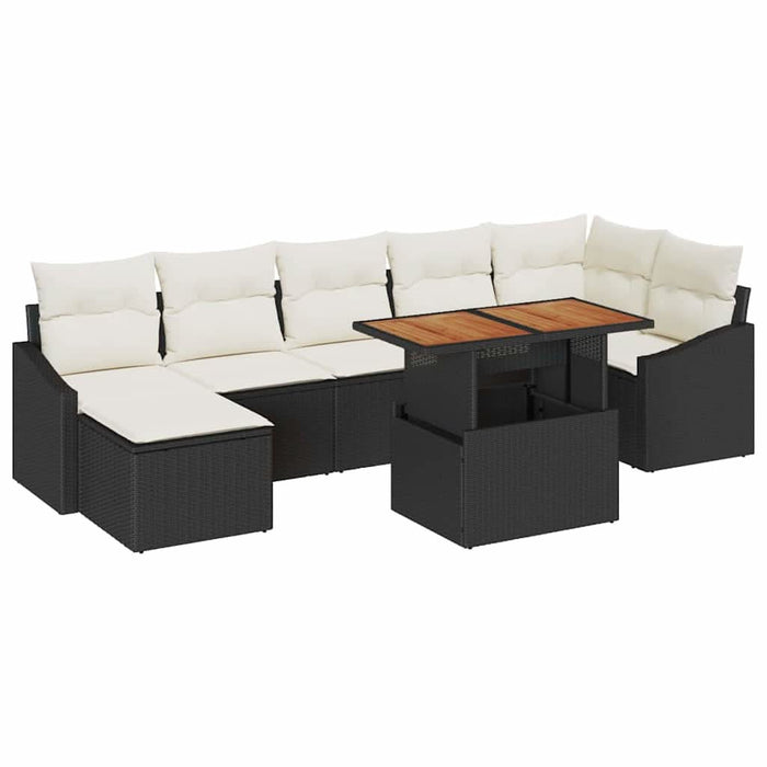 Set de masă pentru grădină cu pernă 8 pcs Negru, Crem - WALTI WALTI