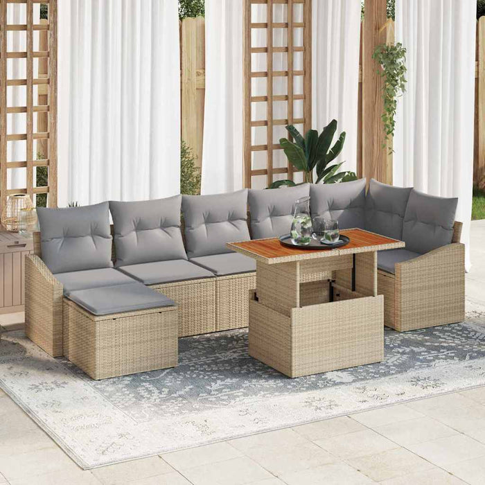 Set de masă pentru grădină cu pernă 8 pcs Bej, Gri - WALTI WALTI