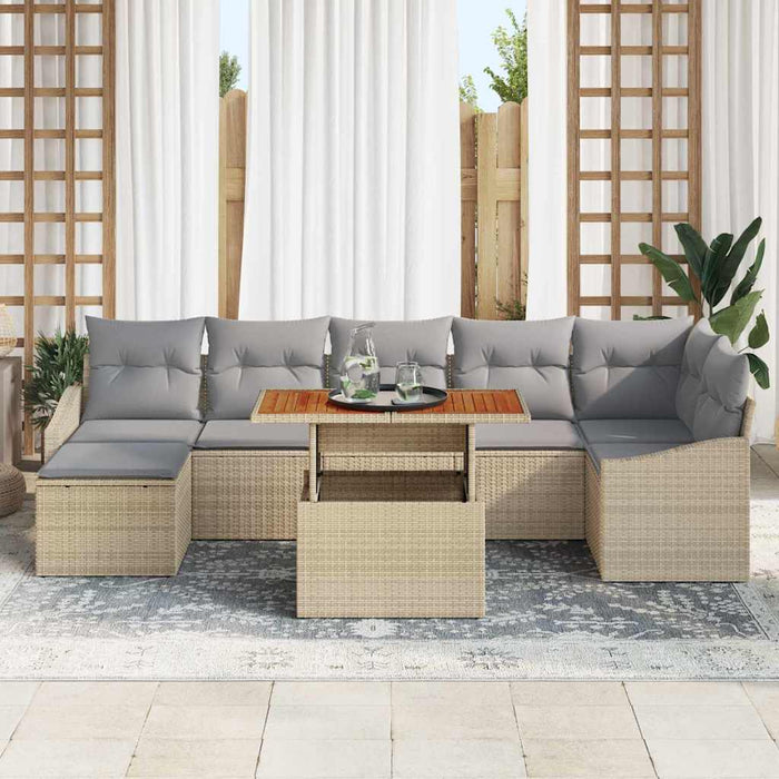 Set de masă pentru grădină cu pernă 8 pcs Bej, Gri - WALTI WALTI