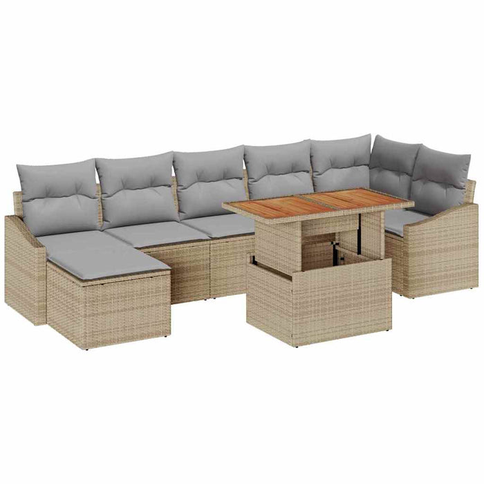 Set de masă pentru grădină cu pernă 8 pcs Bej, Gri - WALTI WALTI