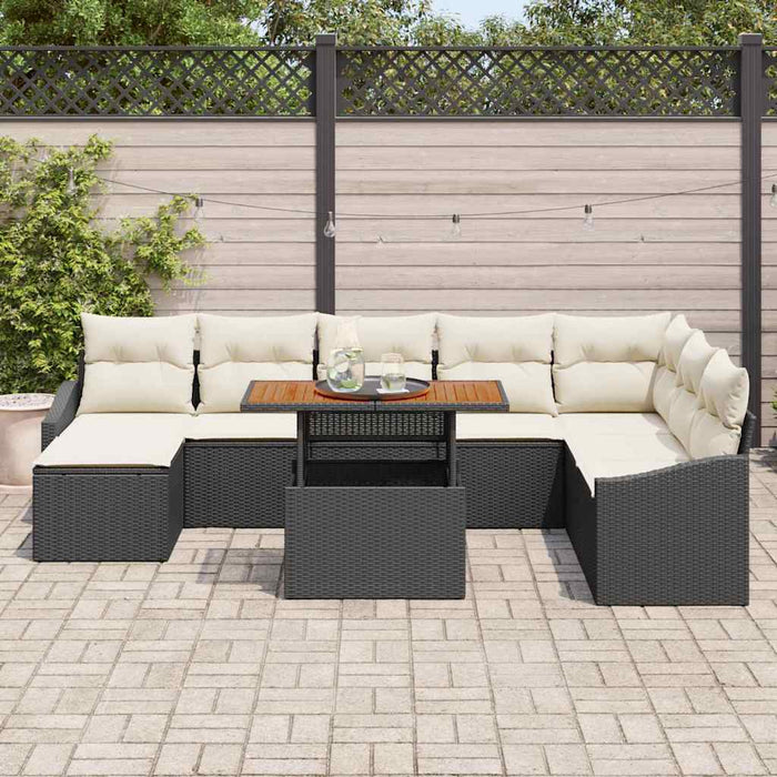 Set de canapele pentru grădină 9 buc. Negru și Crem WALTI