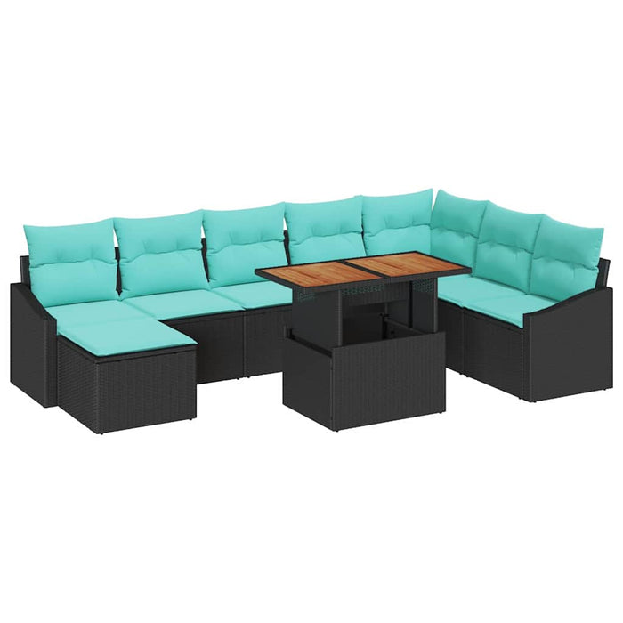 Set de masă pentru grădină 9 pcs Negru și Albastru petrol WALTI