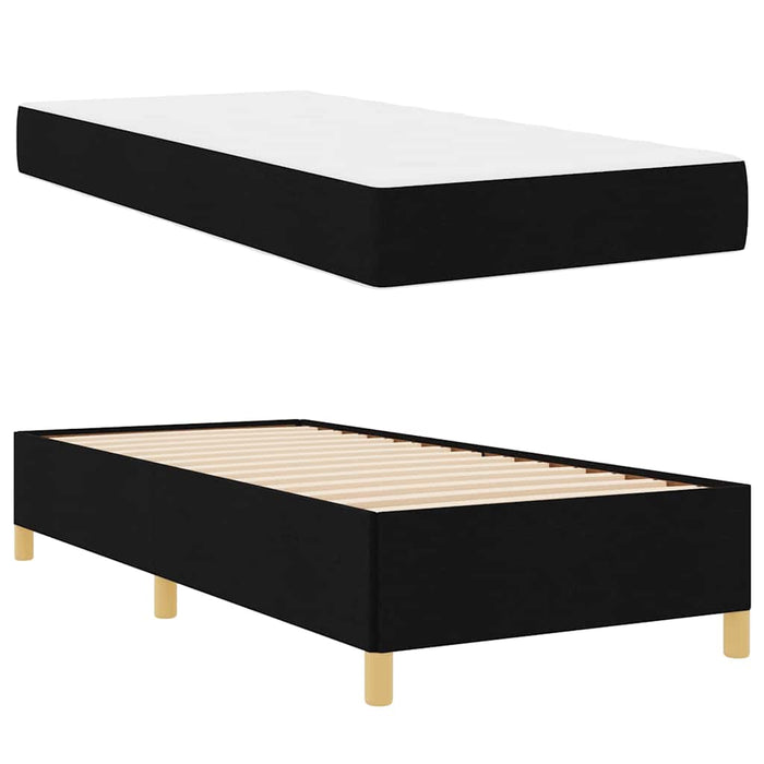 Pat cu arcuri cu saltea Negru și Alb 90 x 200 cm țesătură - WALTI WALTI