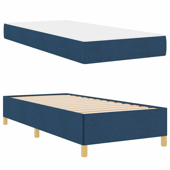 Pat cu arcuri cu saltea Albastru și Alb 90 x 200 cm țesătură - WALTI WALTI