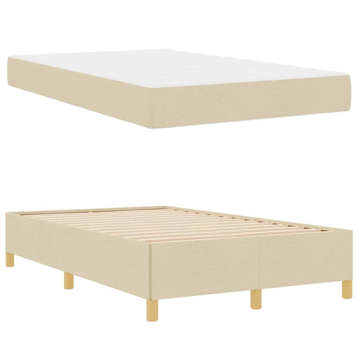 Pat cu arcuri cu saltea Crema și Alb 120 x 200 cm țesătură - WALTI WALTI