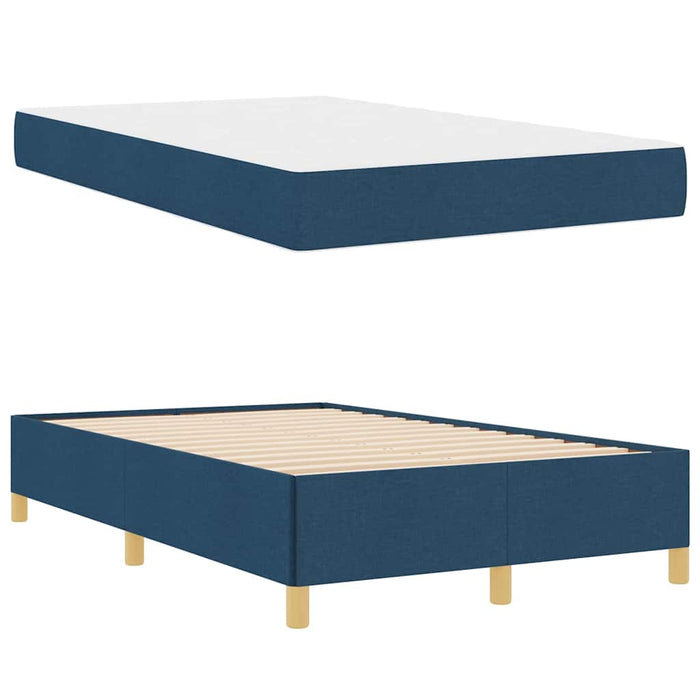 Pat cu arcuri cu saltea Albastru și Alb 120 x 200 cm țesătură - WALTI WALTI