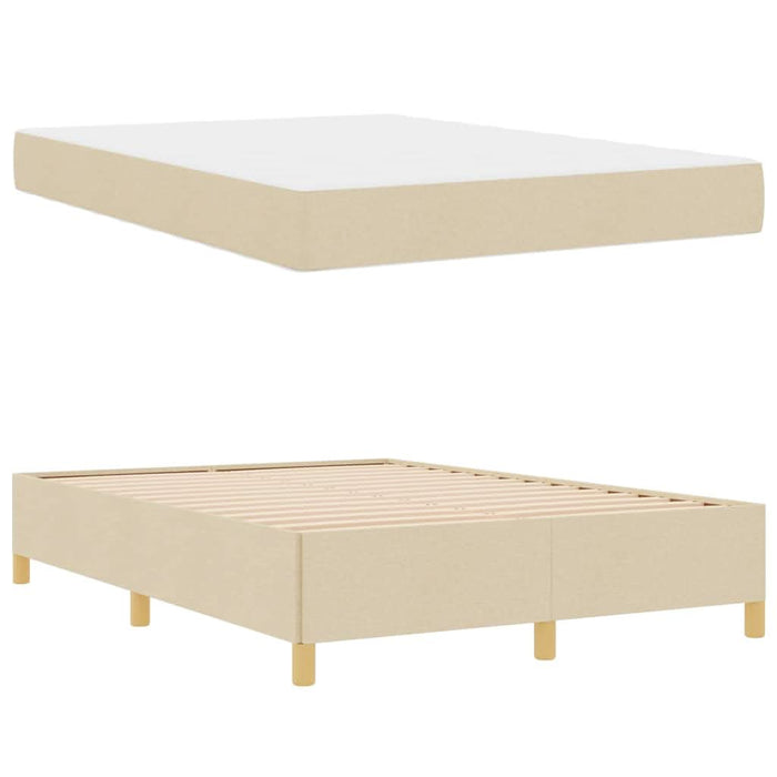 Cadru de pat cu saltea Crem 140 x 190 cm țesătură - WALTI WALTI