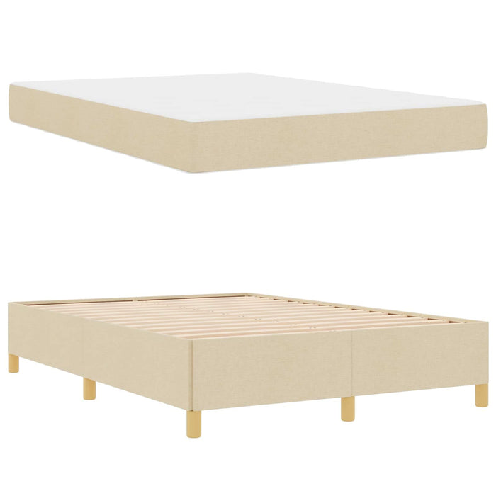 Cadru de pat cu saltea Crem 140 x 190 cm țesătură - WALTI WALTI
