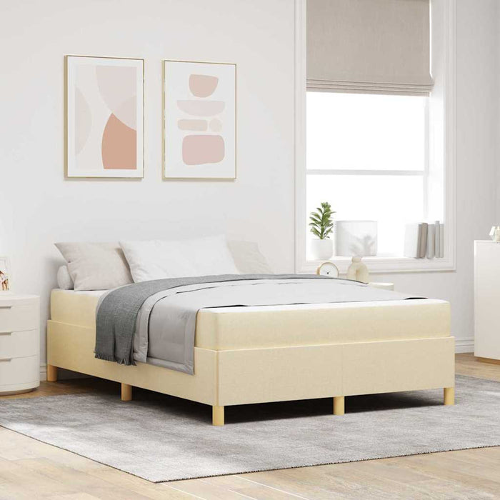 Pat cu arcuri cu saltea Crema și Alb 140 x 200 cm țesătură - WALTI WALTI