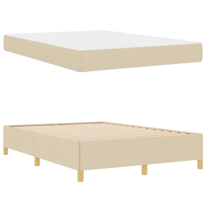 Pat cu arcuri cu saltea Crema și Alb 140 x 200 cm țesătură - WALTI WALTI