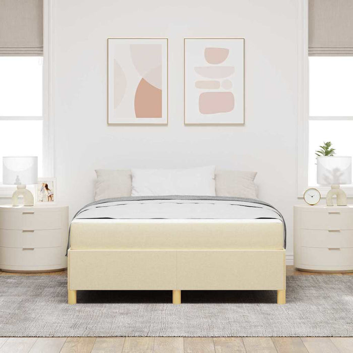 Pat cu arcuri cu saltea Crema și Alb 160 x 200 cm țesătură - WALTI WALTI