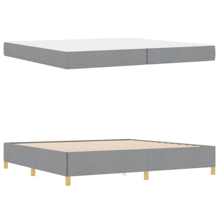 Pat cu arcuri Gri deschis și alb 200 x 200 cm țesătură - WALTI WALTI