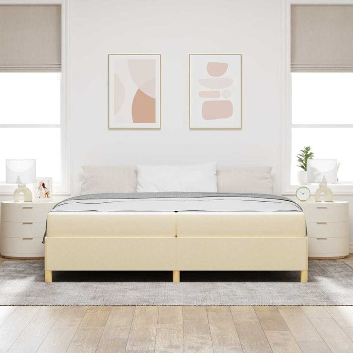 Pat cu arcuri cu saltea Alb și crem 200 x 200 cm țesătură - WALTI WALTI